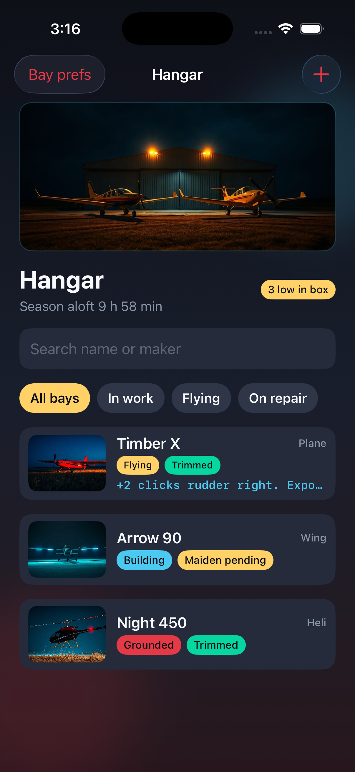 Hangar fleet list